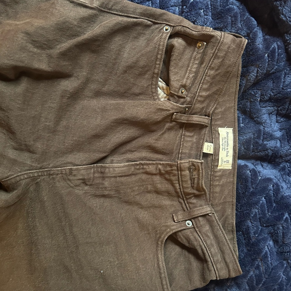 Abercrombie & Fitch Dark Brown 90s Straight Ultra High Rise- Curve Love
